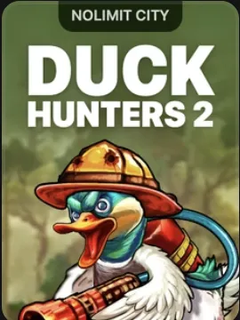 Duck Hunters 2 game tile — duck in a hunting hat holding a rifle