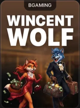 Wincent Wolf game tile — wolf in a suit and a fox carrying money bags