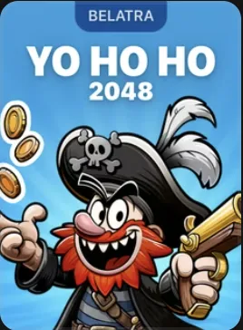 Yo Ho Ho 2048 game tile — grinning pirate captain with a spyglass
